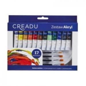 Zestaw Farb Akrylowych + Akcesoria 17 Elementów Creadu