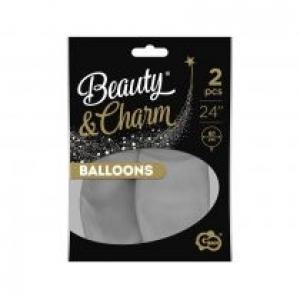 Balony Beauty&Charm pastelowe 61 cm szare 2 szt.