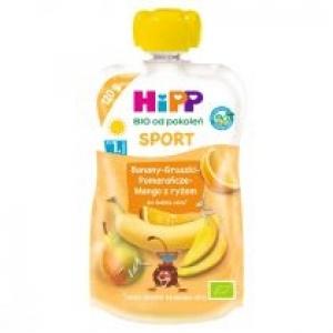 Hipp Sport Mus owocowy po 1. roku banany-gruszki-pomarańcze-mango z ryżem zestaw 3 x 120 g Bio