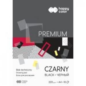 Happy Color Blok techniczny PREMIUM, czarny, A4, 220g, 10 arkuszy czarny 10 kartek