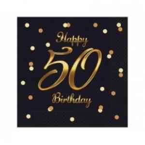 Godan Serwetki B&C Happy 50 Birthday czarne 20 szt.