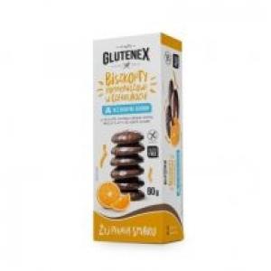 Glutenex Biszkopty pomarańczowe w czekoladzie bez dodatku cukru 80 g