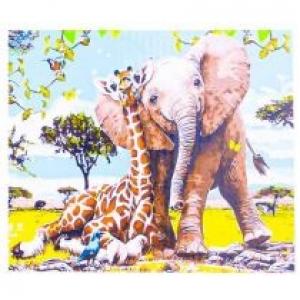 Norimpex Malowanie po numerach. Słoń z żyrafą 40 x 50 cm