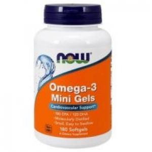 Now Foods Omega 3 Mini Gels - DHA 120 mg + EPA 180 mg Suplement diety 180 kaps.