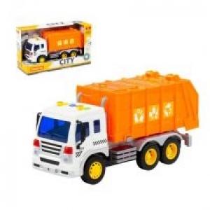 Auto ciężarowe Śmieciarka światło i dźwięk pomarańczowe WADER POLESIE 86426