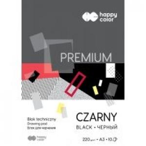 Happy Color Blok techniczny PREMIUM, czarny, A3, 220g, 10 arkuszy 10 kartek czarny