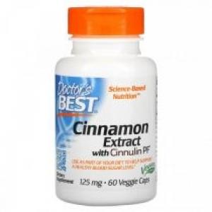Doctors Best Cinnamon Extract with Cinnulin PF - Ekstrakt z Cynamonu 125 mg Suplement diety 60 kaps.