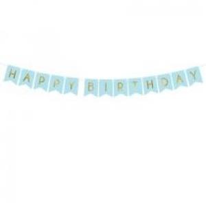 PartyDeco Giranda Happy Birthday jasno 15x175 cm niebieska