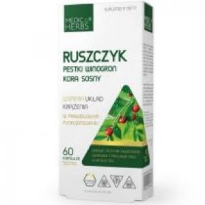 Medica Herbs Ruszczyk, Pestki Winogron, Kora Sosny Suplement diety 60 kaps.