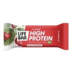 Lifefood Baton proteinowy z truskawkami raw bez dodatku cukrów bezglutenowy 40 g Bio
