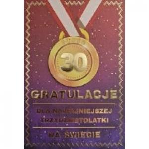 Karnet Urodziny 30 medal damskie