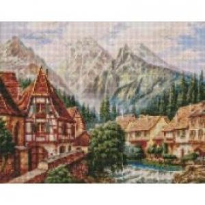 Ideyka Diamentowa mozaika - Miasto w górach 40x50 cm