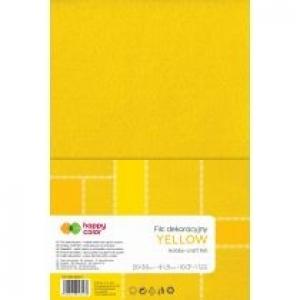 Happy Color Filc dekoracyjny, 20x30 cm, 1,5 mm, 10 arkuszy, żółty żółty 10 szt.