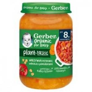 Gerber Organic Plant-tastic Obiadek warzywna potrawka włoska z pomidorami dla niemowląt po 8 miesiącu Zestaw 3 x 190 g Bio