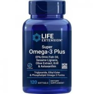 Life Extension Super Omega-3 Plus EPA/DHA z Lignanami Sezamowymi, Ekstraktem z Oliwek, Olejem z Kryla i Astaksantyną Suplement diety 120 kaps.
