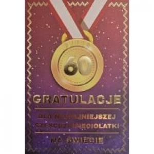 Karnet Urodziny 60 medal damskie