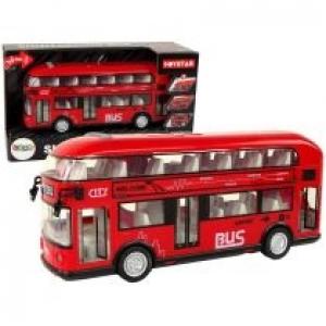 Autobus piętrowy z napędem frykcyjnym czerwony Leantoys