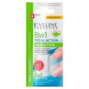 Eveline Cosmetics Nail Therapy Professional 8in1 Sensitive Total Action wzmacniająca odżywka do paznokci 12 ml