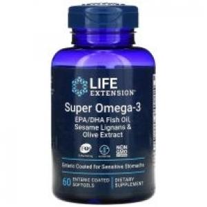Life Extension Super Omega-3 EPA/DHA z Lignanami Sezamowymi i Ekstraktem z Oliwek Suplement diety 60 kaps.