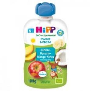 Hipp Mus owocowo-zbożowy po 6. miesiącu jabłka-banany-mango-kokos zestaw 3 x 100 g Bio