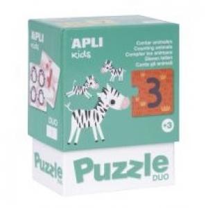 Puzzle dwuczęściowe - liczenie zwierzątek 3+ Apli