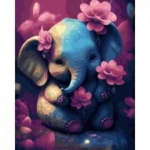 Twoje Hobby Malowanie po numerach - Słoń z kwiatami 40x50 cm