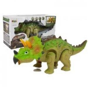 Dinozaur na baterie Triceratops zielony Leantoys
