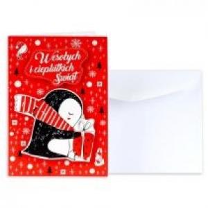 Karnet Bożonarodzeniowy Pingwin