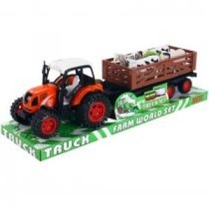 Traktor z przyczepą i zwierzętami Trifox