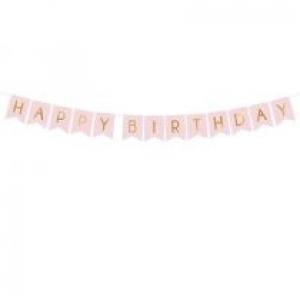 PartyDeco Girlanda Happy Birthday 15x175 cm różowa