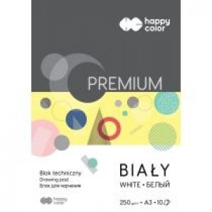 Happy Color Blok techniczny PREMIUM, biały, A3, 250g, 10 arkuszy biały 10 kartek