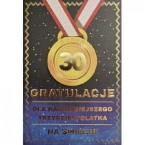 Karnet Urodziny 30 medal męskie
