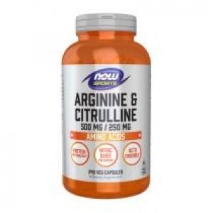 Now Foods L-Arginine 500 mg + L-Citrulline 250 mg Suplement diety 240 kaps.