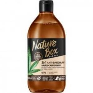 Nature Box For Men Hemp Oil 3in1 przeciwłupieżowy szampon z formułą 3w1 do włosów skóry głowy i brody 385 ml