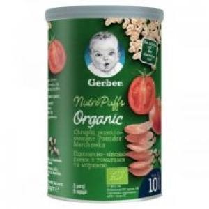 Gerber Organic Chrupki pszenno-owsiane pomidor marchewka dla niemowląt po 10 miesiącu 35 g Bio