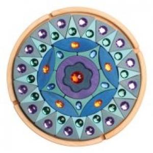 Układanka z kryształkami Mandala błyszcząca, średnica 27 cm, niebieska, 4+, Grimm's Grimms