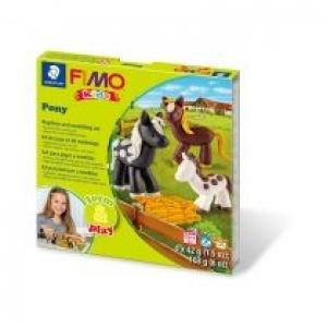 Staedtler Fimo Masa plastyczna termoutwardzalna Kids, Form&Play Kucyki, 42g, 4 kostki, zestaw z akcesoriami