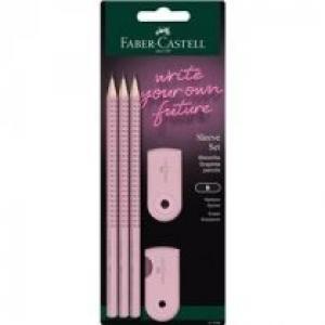 Faber-Castell Ołówek 3 szt. + gumka + temperówka