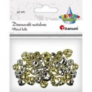 Titanum Dzwoneczki metalowe 8/10/12mm złote, srebrne 30 szt.