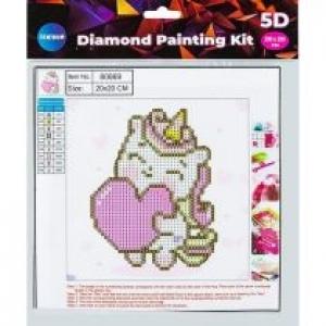 Centrum Diamentowa mozaika 5D - Unicorn&Heart 20x20cm