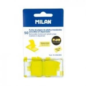 Milan Zakładki indeksujące przezroczyste Fluo 45 x 25 mm żółte 50 szt.