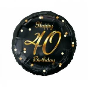 Godan Balon foliowy Happy 40 Birthday 45 cm czarny, złoty
