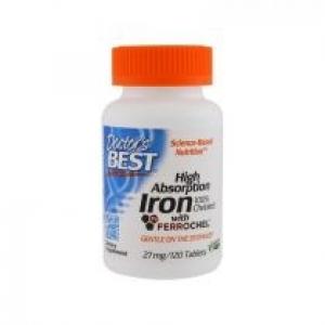 Doctors Best Iron 27 mg - Żelazo Suplement diety 120 tab.