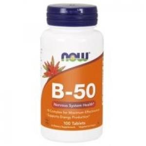 Now Foods B-50 Kompleks witaminy B Suplement diety 100 tab.