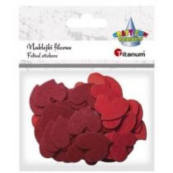 Titanum Naklejki filcowe serca mix kolorów 3,0 x 2,5 cm 50 szt.