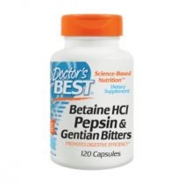 Doctors Best Betaine HCl Pepsin & Gentian Bitters - suplement diety 120 kaps.