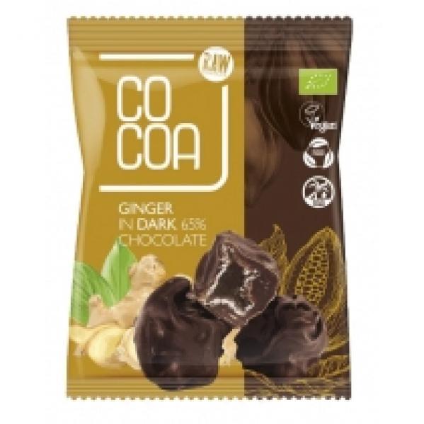 Cocoa Imbir kandyzowany w ciemnej czekoladzie 65% 70 g Bio
