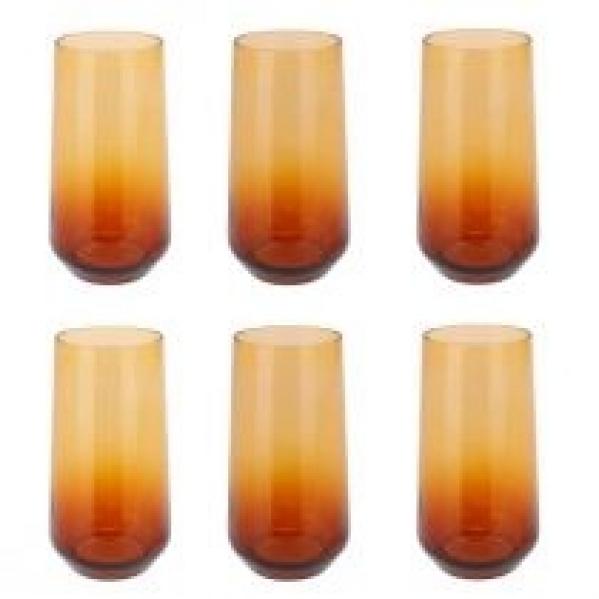H&S Decoration Komplet szklanek amber 6 x 470 ml