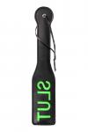 \'Slut\'\' Paddle - Glow in the Dark - Black/Neon Green