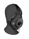 Open Mouth Gag Head Harness with Plug Stopper - Black